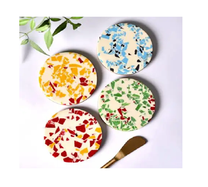 Posavasos redondo de madera para cocina, posavasos de resina de colores personalizados, herramientas de cocina, posavasos de madera de diseño de resina de lujo - Product Image 1