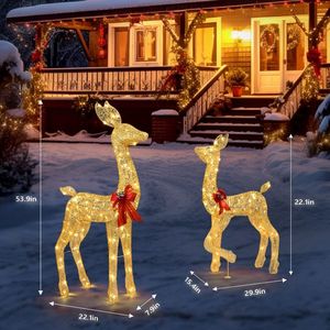 Set di 2 Renne Natalizie Dorate Illuminate per Decorazione Esterna con 210 LED Luce Bianca Calda - Product Image 2