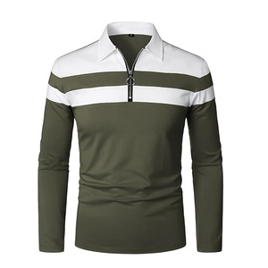 Polo de Manga Larga para Hombre, Corte Ajustado Informal, Transpirable, con Cierre de Cremallera en Contraste, Color Sólido, Tops de Algodón, Personalización OEM ODM, Marca Privada - Product Image 5