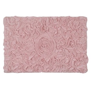 Pink Chenille Bath <b>Mat</b> Rectangle Floral Embossed Non-Slip Home Rug Tufted Medium Thickness Machine Washable - Product Image 6