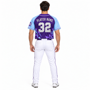Camiseta de Béisbol Personalizada Unisex para Adultos, Manga Corta, Impresión Sublimada, Poliéster que Absorbe la Humedad, Azul Claro, Logotipo Frontal - Product Image 3