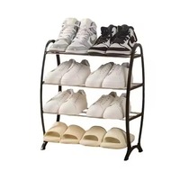 Meuble à chaussures métallique à 4 niveaux, moderne, autoportant, gain de place, argenté, pour la maison et l'hôtel, rangement robuste pour chaussures