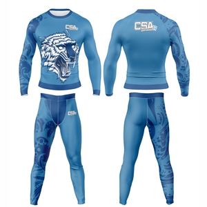 Vêtements de compression respirants pour hommes, vente en gros directe d'usine, design personnalisé, impression numérique par transfert thermique, ensemble de rashguard MMA - Product Image 1
