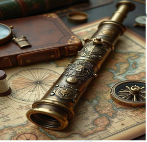 Elegante telescopio de mano de latón con revestimiento de cuero negro y estuche a juego. Regalo perfecto. Disponible a precios de mayorista. - Product Image 5