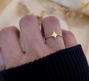 Anillo de Plata de Ley 925 Sólida, Chapado en Oro de 14k, Clásico, Minimalista, Moderno, con Forma de Estrella, Elegante, para Fiestas, Regalos de Joyería para el Día de San Valentín - Product Image 4