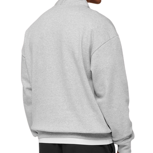 Sweat-shirt à col zippé 1/4 gris clair surdimensionné pour homme, en molleton épais, coupe décontractée, style streetwear - Product Image 6