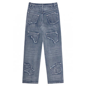 Jean en denim délavé pour homme, coupe ample et décontractée, style streetwear, déchiré, en coton, pour l'automne – Nouvelle collection très prisée - Product Image 2