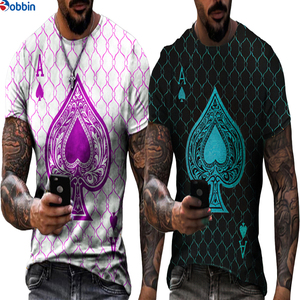 Camiseta con Estampado de Sublimación, Camiseta Negra con Estampado de As de Espadas Dorado para Hombre, Manga Corta, Cuello Redondo, Informal, Talla Grande, Poliéster Tejido - Product Image 5