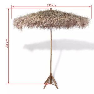 Sombrilla de Bambú y Seagrass Tejida a Mano Ecológica para Exteriores, Parasol Grande para Patio con Base, Se Puede Montar - Product Image 2