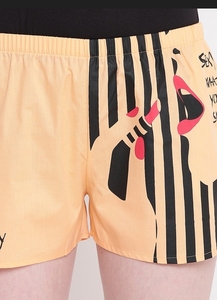 Women's Printed Yellow Striped Shorts <b>Elastic</b> Waist Knitted Cotton Casual Regular Fit - Product Image 4