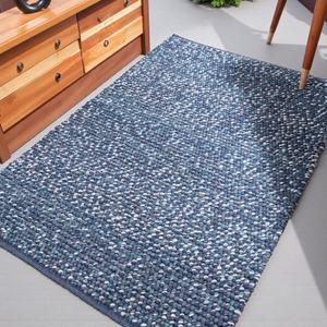 Alfombra de Lana Azul Hecha a Mano – Tejido Texturizado con Diseño Moderno y Minimalista, Alfombra Suave y Resistente - Product Image 4