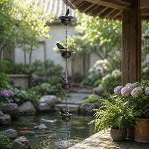 Attrape-pluie rustique en fer forgé pour oiseaux, décoration de jardin extérieure de 2,4 m, abri artisanal pour oiseaux, cadeau - Product Image 4