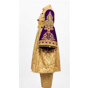 Salwar Kameez traditionnel indien pour femmes en soie, manches brodées violettes, tenue ethnique de mariage, coupe classique, robe afghane Kuchi - Product Image 3