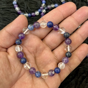High Quality Natural Amethyst Sodalite Clear Quartz <b>Bracelet</b> for Focus Memory Learning <b>Healing</b> Energy Crystal Beaded <b>Bracelet</b> - Product Image 4