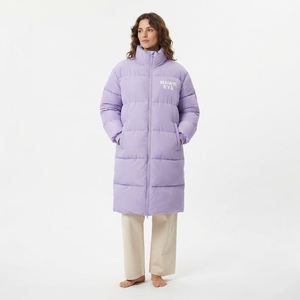 Long Quilted Puffer <b>Coat</b> Women Stand Collar Full Sleeve Winter Jacket Solid Color Thick Wadding <b>Zipper</b> Closure - Product Image 6