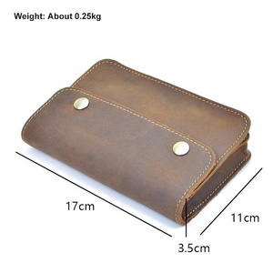 Vintage Style Genuine Leather Zipper Closure Waterproof Unisex Letter Pattern Handmade High Quality Leather Waist Bag - Product Image 1