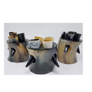 Mug à bière et à miad en corne de buffle naturelle fait main, design vintage en forme de cloche, réutilisable, vente en gros - Product Image 6