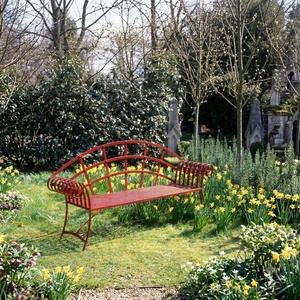 Banc de parc extérieur de luxe classique européen en fer forgé, métal artistique, revêtement poudré, pour 2 personnes KHP-DG5 - Product Image 3
