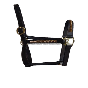 Cabestro de cuero marrón Premium para caballo, cuero de caballo ostentoso de cristal, con hardware de latón pesado, precio barato - Product Image 4