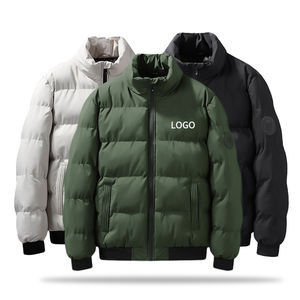 Veste matelassée à capuche bleue pour homme, épaisse et chaude pour l'hiver, vêtements d'extérieur personnalisés, fermeture éclair, rembourrage en coton - Product Image 3