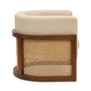 Modern Solid Wood Rattan Accent Sofa Chair with UV-Resistant PE Rattan and Non-Waterproof Cushion for Garden Outdoor Use - Product Image 1