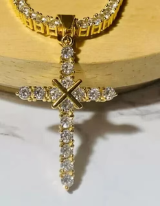 จี้เพชรรูปทรงไขว้ เงินแท้ 925 ประดับเพชรเต็มตัว สไตล์ฮิปฮอป จี้รูปทรงศาสนาคริสต์ เครื่องประดับทางศาสนา ผ่านการทดสอบเพชร - Product Image 4