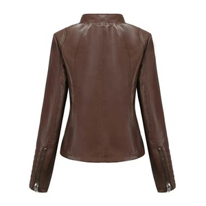 Chaqueta cortavientos para motocicleta para mujer al por mayor, chaqueta de piel auténtica de oveja con estampado XL, bombardero de moda para Primavera, piel auténtica para mujer - Product Image 4