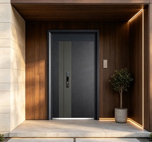 Porte d'entrée moderne en fer forgé, au design sophistiqué, résistante à la rouille et facile à assembler. - Product Image 2