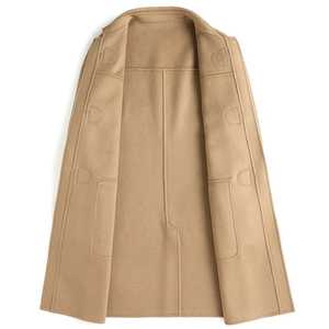 Wholesale Hot Sale Plus Size <b>Men's</b> Casual Fashion Camel <b>Wool</b> <b>Overcoat</b> <b>Long</b> Duffle Coat With Notched Lapel And Horn Toggle Button - Product Image 3