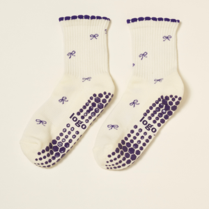 <b>Custom</b> Logo Non Slip Pilates <b>Socks</b> Ruffled <b>Grip</b> Yoga <b>Socks</b> Breathable Cotton Blend Crew <b>Socks</b> for Barre Fitness - Product Image 1