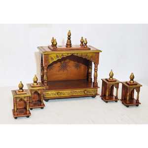 Templo Pooja Mandir de madera de 18 pulgadas con detalles de cobre para decoración del hogar - Product Image 2