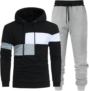 Ensemble de survêtement en molleton de coton pour homme, sweat à capuche et pantalon de jogging, fermeture éclair intégrale, tenue de sport décontractée personnalisée - Product Image 1