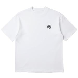 T-shirt blanc à manches courtes pour homme, logo minimaliste sur la poitrine, col rond en coton, style décontracté pour tous les jours, style streetwear, vente en gros, fourniture d'usine - Product Image 1