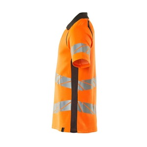 High Visibility <b>Orange</b> Reflective Men's Short Sleeve <b>Polo</b> Shirt Quick Dry Knitted Polyester Casual Geometric Pattern - Product Image 2