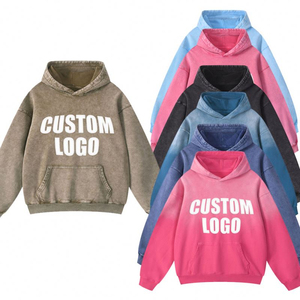 Sweat-shirt d'hiver surdimensionné en molleton 100 % coton épais avec broderie personnalisée et impression numérique, teinture unie - Product Image 4
