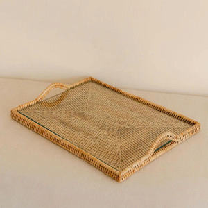 NOUVEAU DESIGN Plateau de service rectangulaire en rotin, naturel, rustique, tissé, écologique, pour la décoration de la maison et de la cuisine, plateau de rangement et de présentation - Product Image 6