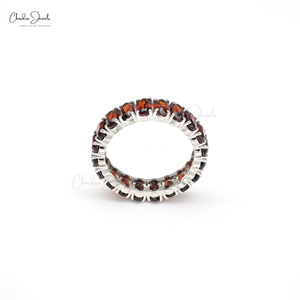 Productos de Moda: Anillo de Eternidad con Granate de Mozambique de 5x3mm, Certificado IGI, Oro Blanco Fino de 14k, Joyería Apilable para Boda, Talla US-7 - Product Image 4