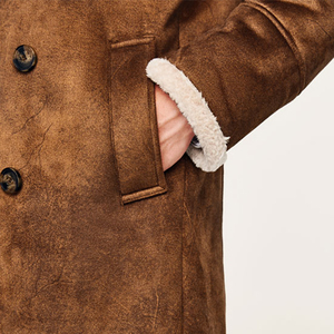 Manteau long en cuir de mouton véritable pour homme, col en peau de mouton, manteau élégant en cuir à prix raisonnable - Product Image 3