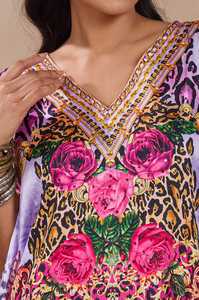 Wholesale Designer Turkish Style <b>Kaftan</b> Women Polyester Handmade Batwing Sleeves V Neck Regular Fit Flared Hem Midi Lightweight - Product Image 2