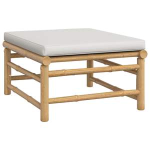 Juego de salón de patio de bambú gris claro de 4 piezas con cojines - Product Image 6