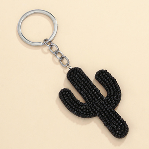 Handmade Bohemian Plant Cactus Seed Beaded Pendant Embroidery Keychain Boho Bag <b>Charm</b> Car Key <b>Keyring</b> Women Gift Accessories - Product Image 1