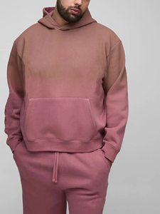 Men <b>Pink</b> Hooded <b>Tracksuit</b> <b>Set</b> Full Length Loose Fit Casual Solid Color Side Pockets Cotton Autumn Wear - Product Image 5