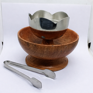 Acacia Wood <b>Bakhoor</b> Burner Bowl with Stainless Steel Incense Holder Arabic <b>Oud</b> Burner Set with Tongs Aromatic Incense - Product Image 2