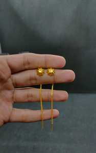 Indian Gold Plated Floral <b>Stud</b> Threader <b>Earrings</b> Long <b>Chain</b> Dangle Fashion Artificial Jewelry for Women Girls Wholesale - Product Image 2