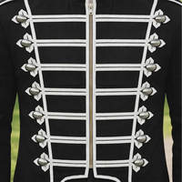 Veste Hussar pour homme, noire, vintage, 100% coton, imprimée, personnalisable, col montant, manches longues, fermeture boutonnée, bordure brodée