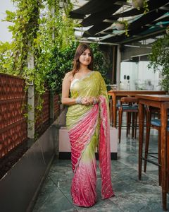 Exclusive Designer Look Fandy Satin Silk <b>Saree</b> with Elegant <b>Blouse</b> Stylish Fancy Latest Indian Modest Party Wear Women <b>Saree</b> - Product Image 5