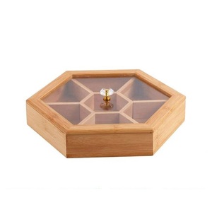 Wooden Spice Box Kitchen Organizer with Lid Natural Handmade Masala Storage Case for Herbs Seasonings Salt <b>Pepper</b> and Dry Spices - Product Image 1