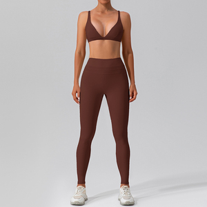 Ensemble de yoga 2 pièces pour femme CL082 : Leggings taille haute sans couture et soutien-gorge élastique - Product Image 5