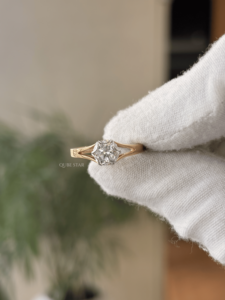 Anillo solitario exclusivo con diamante cultivado en laboratorio, corte tulipán, 1.07 quilates, VS EF, oro macizo, regalo de aniversario de bodas - Product Image 2