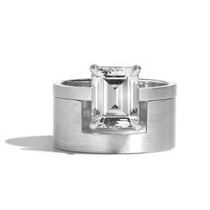 2.7 TCW Emerald Cut Lab Grown Diamond <b>Ring</b> <b>Set</b> 10k 14K 18K Solid <b>Gold</b> Manufacturer Custom Bridal Removable Cigar Band Jewelry - Product Image 5